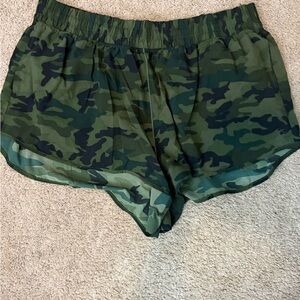 Aerie Green Camo Athletic Shorts